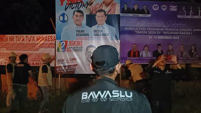 Masa Tenang Kampanye, Bawaslu Sulut Gelar Patroli Penertiban Alat Peraga Kampanye di Manado dan Minahasa Utara