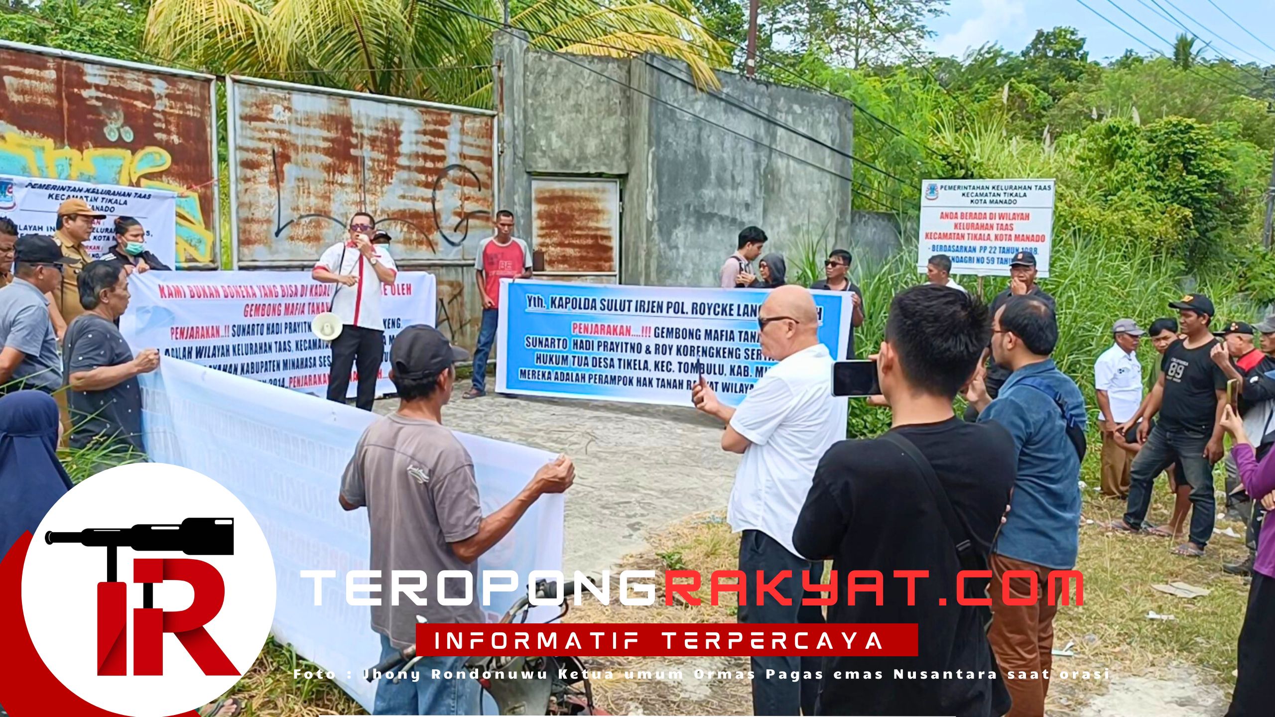 Aksi Protes Tapal Batas Manado-Minahasa, Ormas Pagar Emas Nusantara Bersama Warga dan Pemerintah Desak Pembatalan Eksekusi Tanah