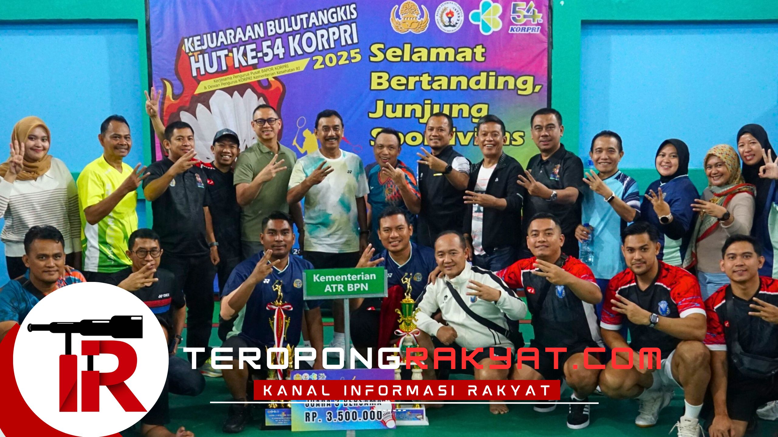 Kementerian ATR/BPN Raih Dua Piala Kategori Perorangan dan Beregu di Kejuaraan Bulutangkis KORPRI