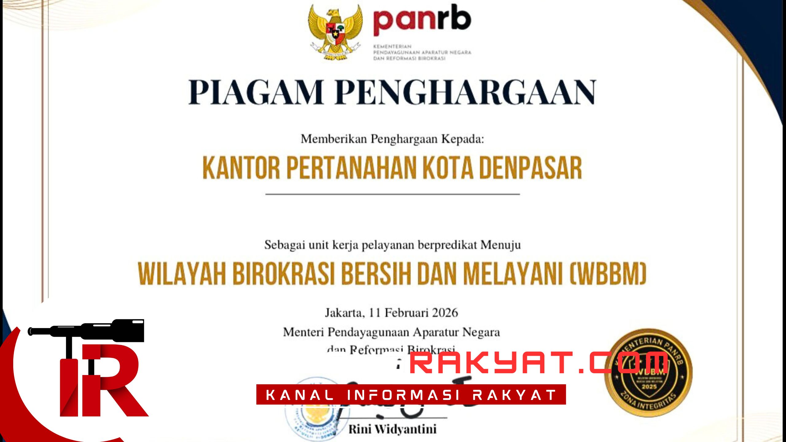 Bukti Pelayanan Publik yang Bersih dan Akuntabel, Kantah Kota Denpasar Raih Predikat WBBM