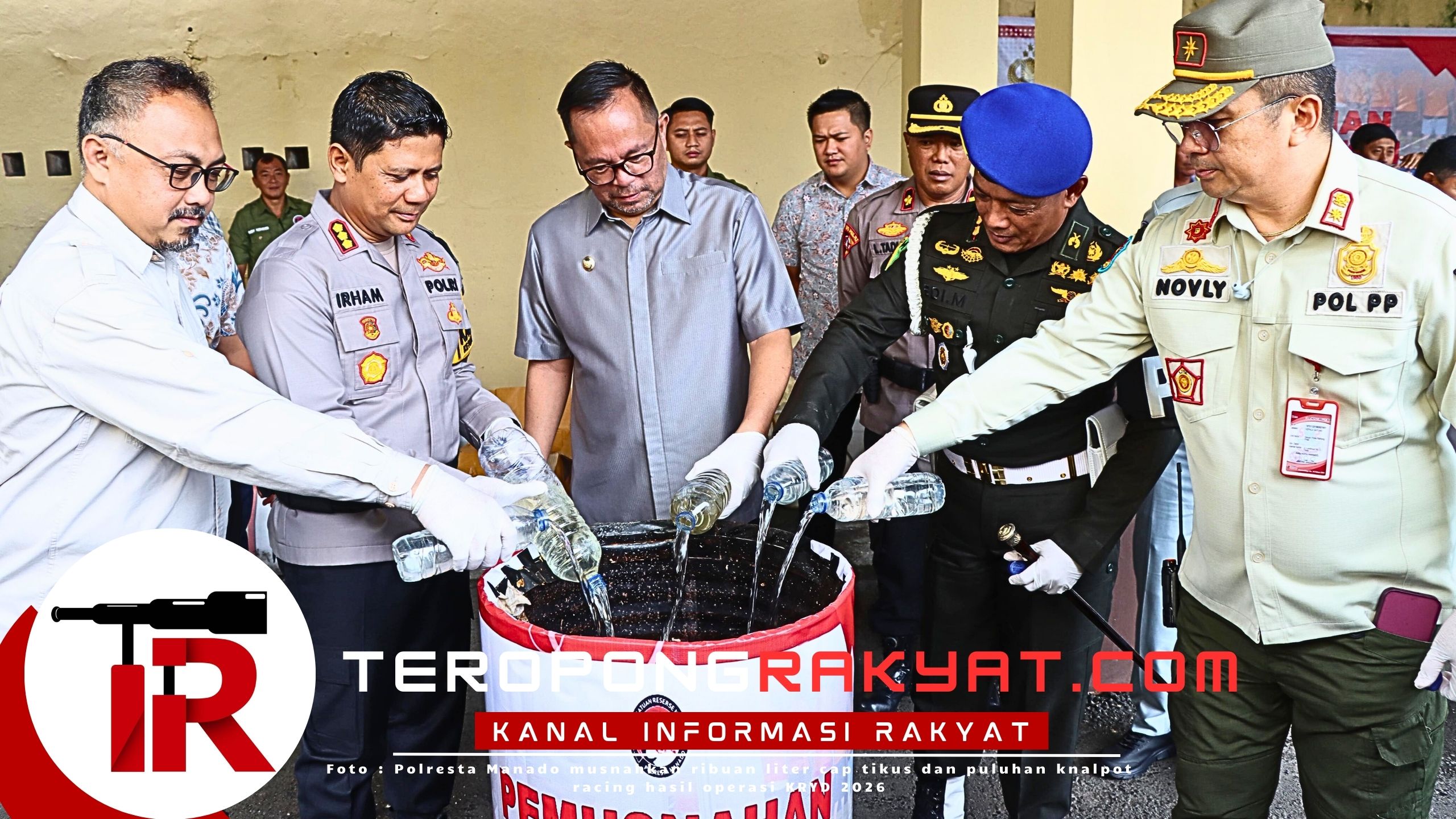 Polresta Manado Musnahkan Ribuan Liter Cap Tikus dan Knalpot Racing Hasil Operasi 2026