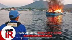 Kebakaran Kapal KM Maranatha 04 di Selat Lembeh, Ditpolairud Polda Sulut Bergerak Cepat Padamkan Api
