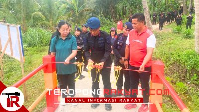 Sat Brimob Polda Sulut Bangun Jalan dan Jembatan Bhayangkara Merah Putih di Minahasa Utara, Permudah Akses Warga