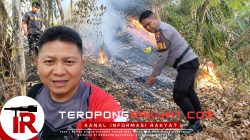Polres Sitaro Berjibaku Padamkan Karhutla di Kanawong, Anggota Siaga Antisipasi Api Merembet