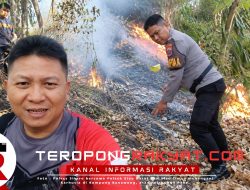 Polres Sitaro Berjibaku Padamkan Karhutla di Kanawong, Anggota Siaga Antisipasi Api Merembet